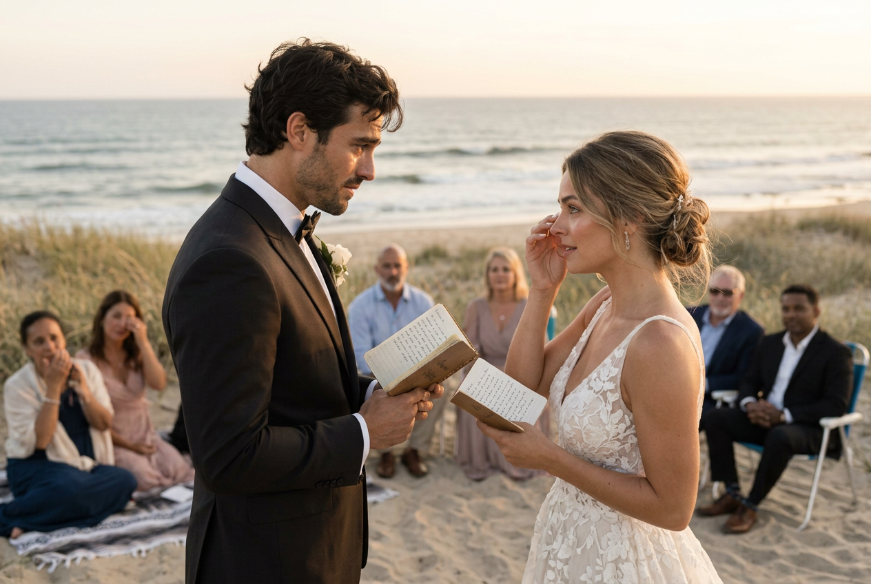 Ava and Jack exchanging vows